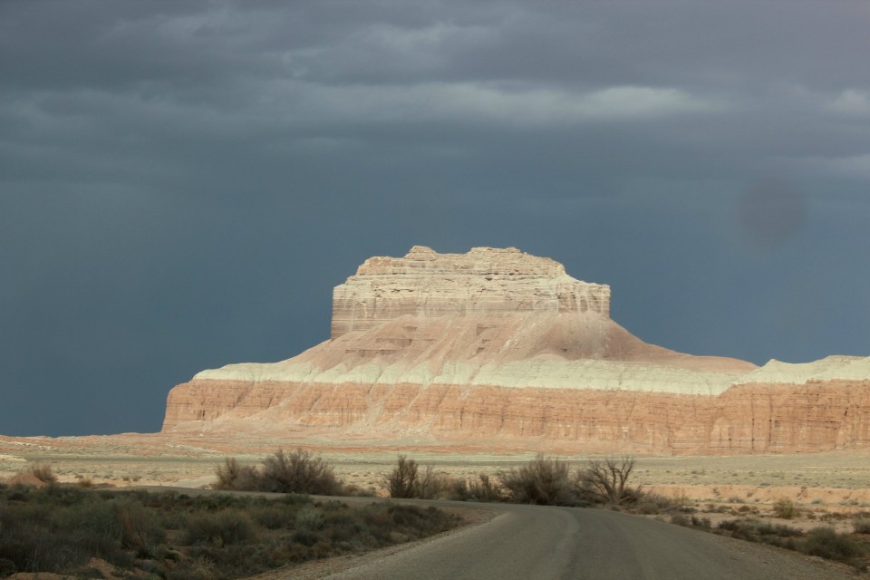 A storm rolling in over the San Rafael Reef after our hike